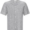 Sauby Navy Melange Linen Shirt
