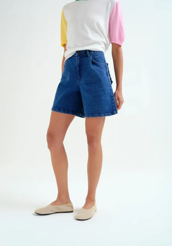 Wavy Denim Shorts