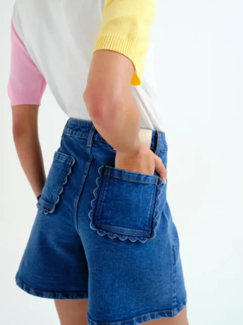 Wavy Denim Shorts