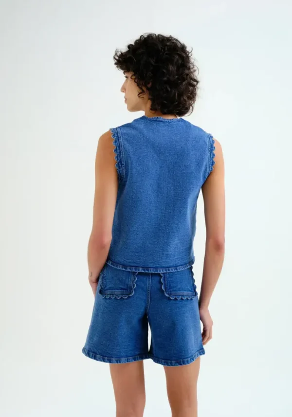 Wavy Denim Waistcoat
