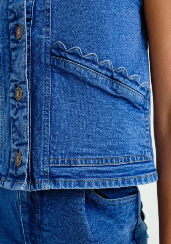 Wavy Denim Waistcoat