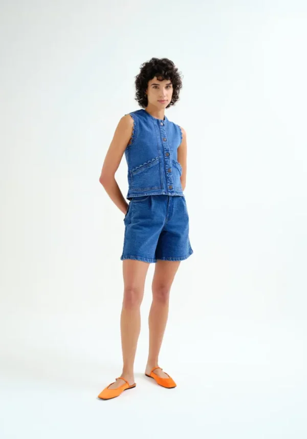 Wavy Denim Waistcoat