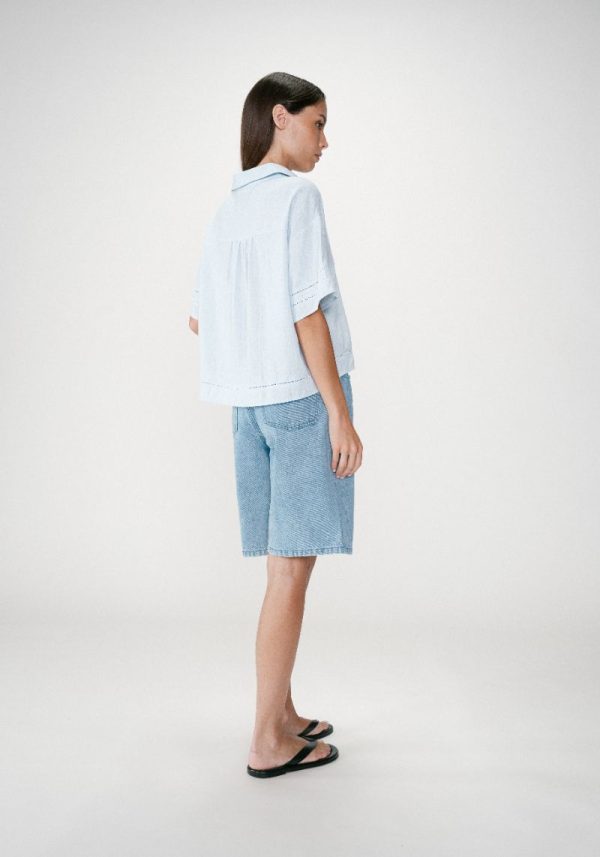 Grace & mila winka ciel 3 Winka Sky Blue Linen Shirt