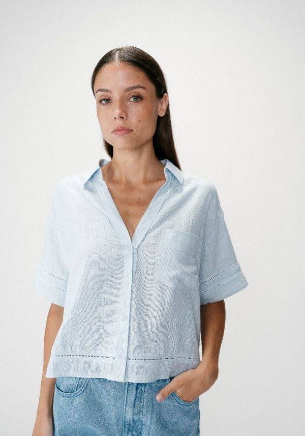 Grace & mila winka ciel 4 Winka Sky Blue Linen Shirt
