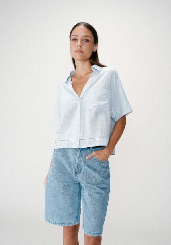 Winka Sky Blue Linen Shirt