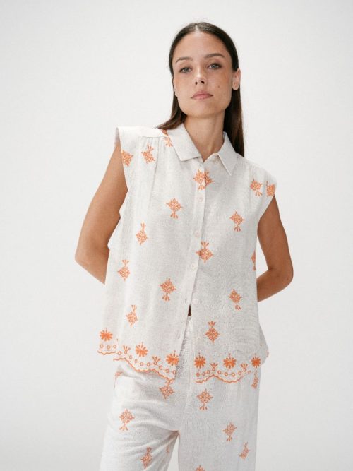 Grace & mila wisenna orange 3 Wissena Embroidered Blouse