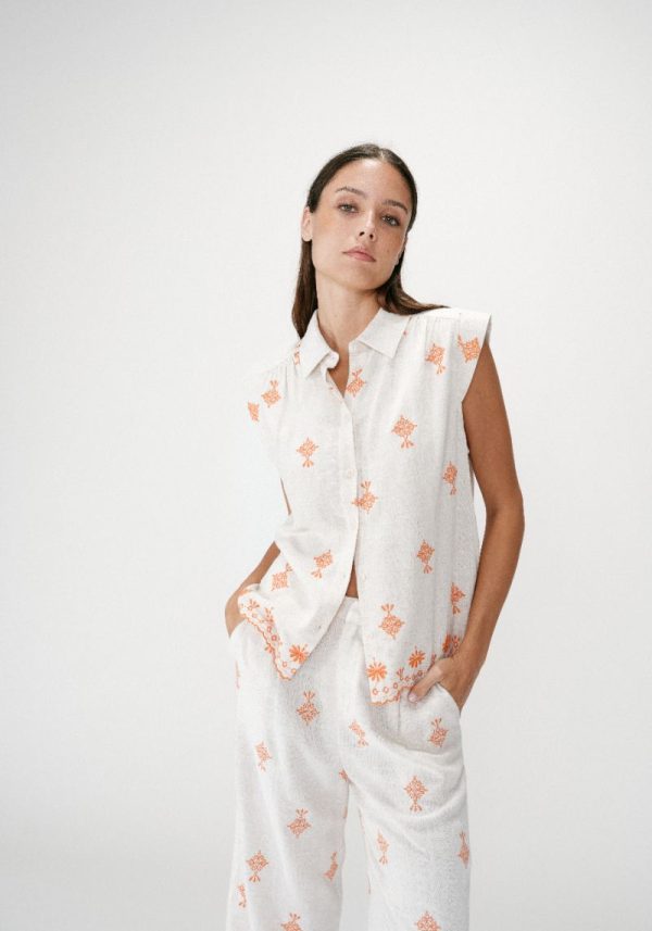 Grace & mila wisenna orange 4 Wissena Embroidered Blouse