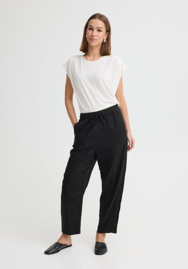 Linno Black Barrel Leg Trousers