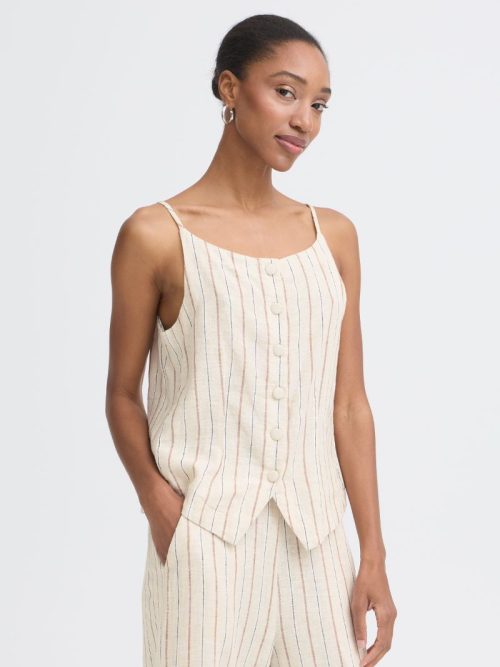Ichi linno brown stripe cami 5 Linno Brown Stripe Camisole