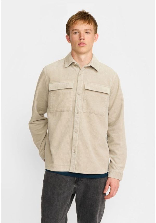 Niall Light Grey Cord Utility Shirt