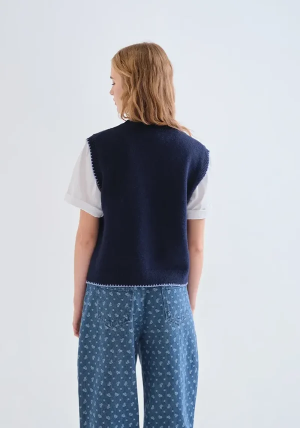 Compania blue knit vest 2 Amy Knitted Tank Top
