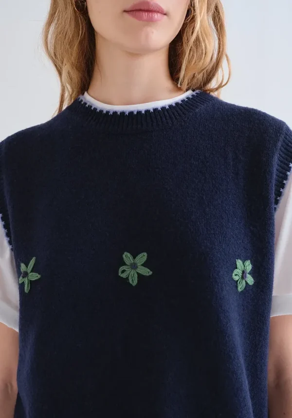 Compania blue knit vest 3 Amy Knitted Tank Top