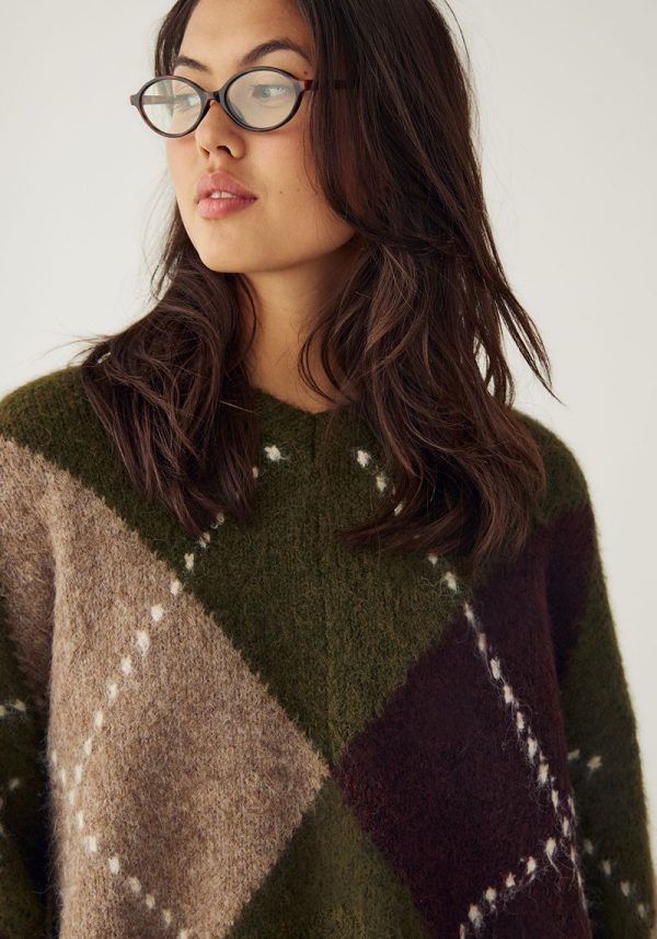 Lai Knit Avocado Green Mix 14 Lai Advocado Argyle Sweater