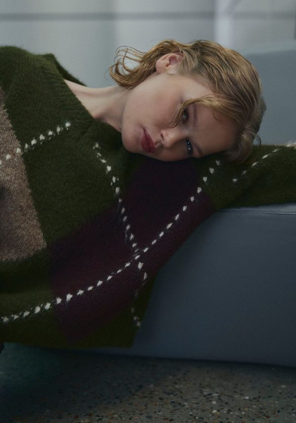 Lai Knit Avocado Green Mix 9 Lai Advocado Argyle Sweater