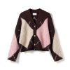 N-Laiana Knit Cardigan Winetasting Mix Lai Burgundy And Pink Argyle Cardigan