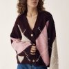 N-Laiana Knit Cardigan Winetasting Mix 7 Lai Burgundy And Pink Argyle Cardigan
