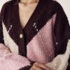 N-Laiana Knit Cardigan Winetasting Mix 9 Lai Burgundy And Pink Argyle Cardigan