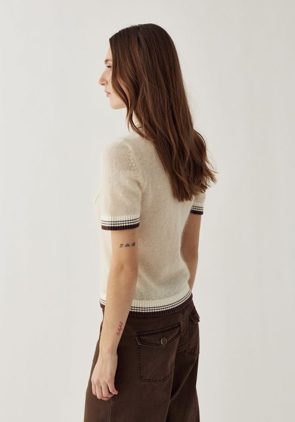 N-Marthy Knit Ivory Brown 10 Marthy Short Sleeved Sweater
