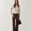 N-Marthy Knit Ivory Brown 11 Marthy Short Sleeved Sweater
