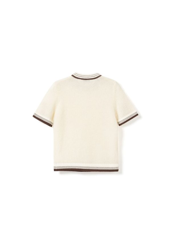 N-Marthy Knit Ivory Brown 2 Marthy Short Sleeved Sweater