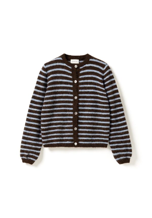 N-Mertice Knit Cardigan Brown Blue Stripe Mertice Cardigan