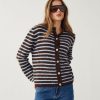 N-Mertice Knit Cardigan Brown Blue Stripe 7 Mertice Cardigan