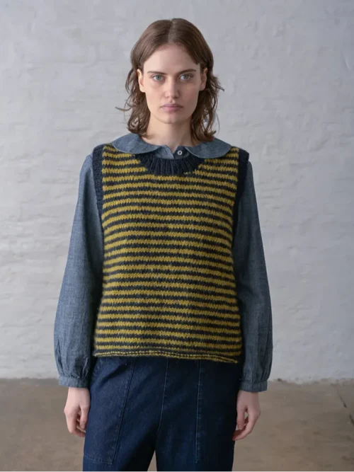 Bibico heather navy lichen stripe 4 Heather Lichen And Navy Vest