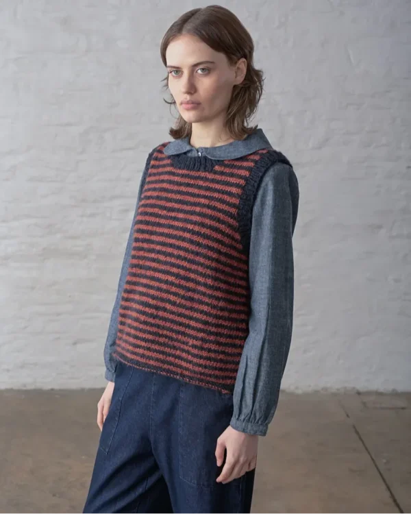 Bibico heather navy pumpkin stripe 1 Heather Pumpkin And Navy Vest