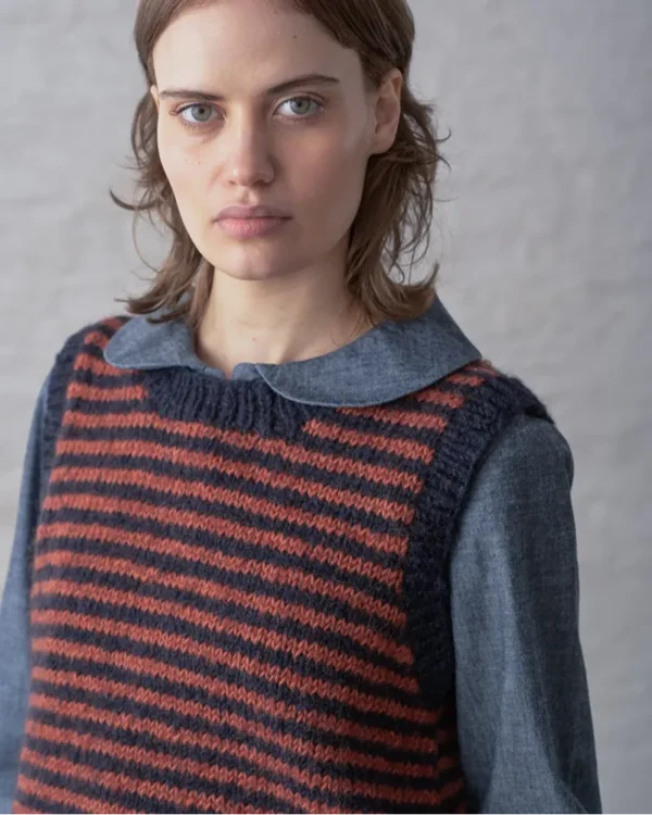 Bibico heather navy pumpkin stripe 2 Heather Pumpkin And Navy Vest