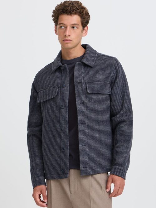 Casual friday dark navy check jacket 4 Camilo Wool Blend Jacket