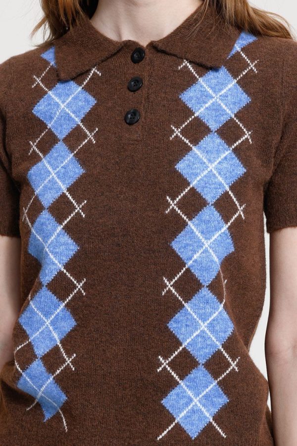 Ichi argyle dasila chicory 1 Dasila Chicory Argyle Knit