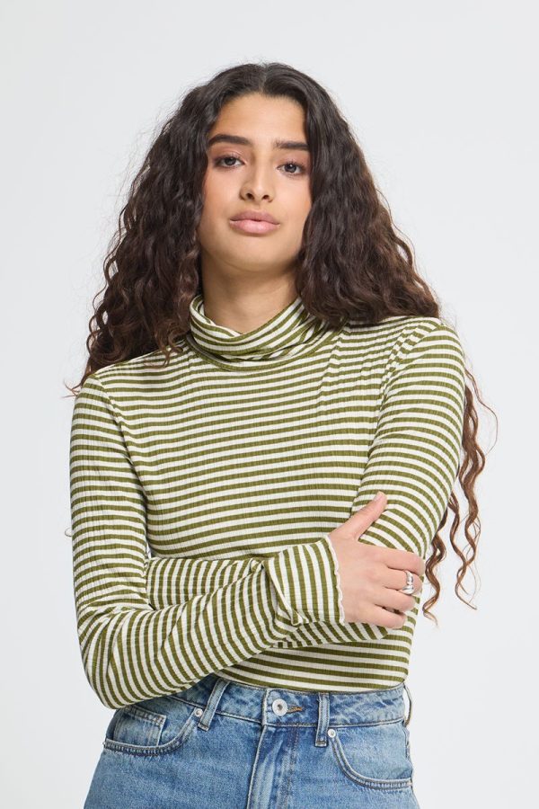 Ichi calla green stripe polo 4 Cella Green Stripe Top