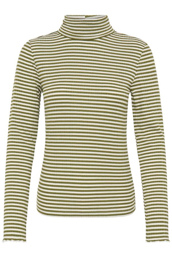 Ichi calla green stripe polo 7 Cella Green Stripe Top