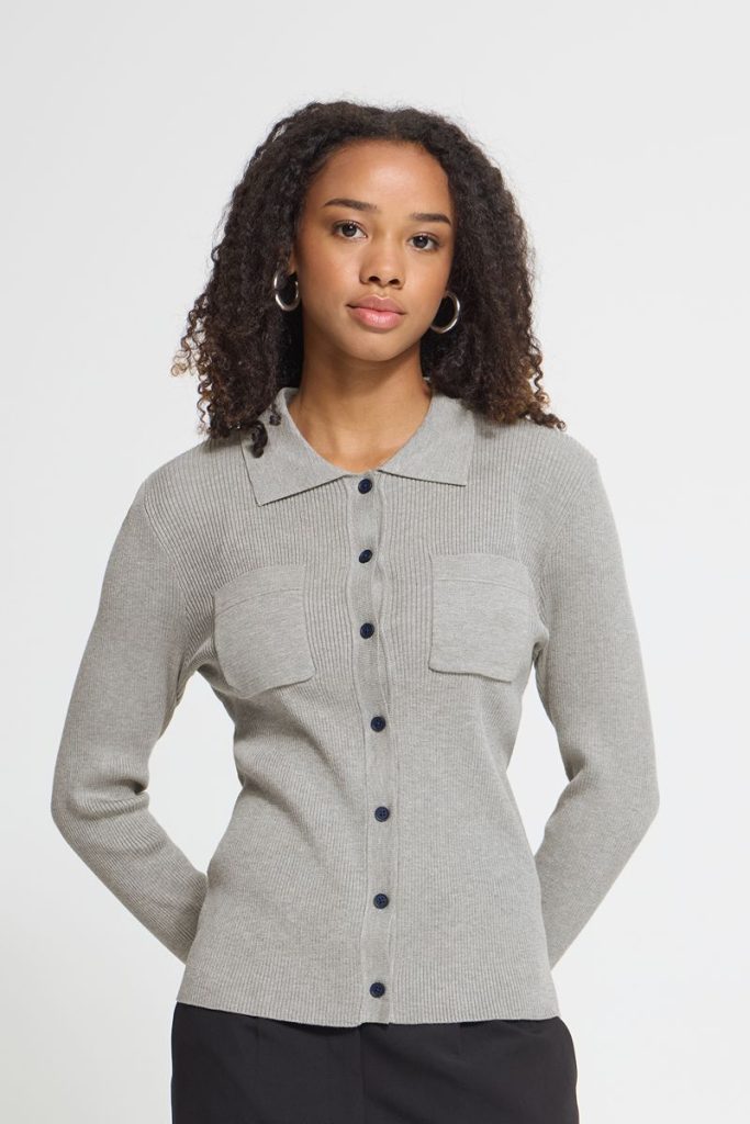 Lulu Grey Rib Cardigan