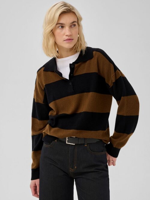 Jola Wool Striped Polo Sweater