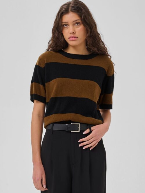 Jola Wool Striped Short Sleeve Sweater
