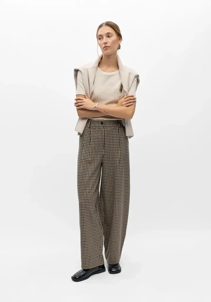 Senna Barrel Leg Check Pant