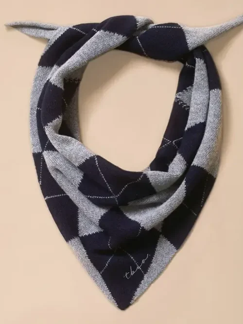Tbco navy argyle 2 Navy Argyle Merino Wool Scarf