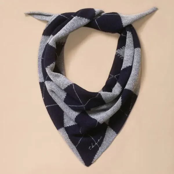 Navy Argyle Merino Wool Scarf