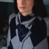 Navy Argyle Merino Wool Scarf