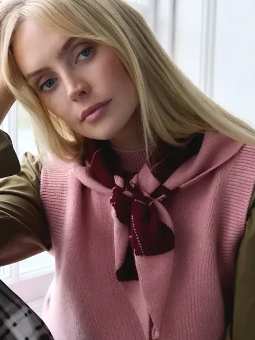 Tbco pink argyle 2 Pink Argyle Merino Wool Scarf