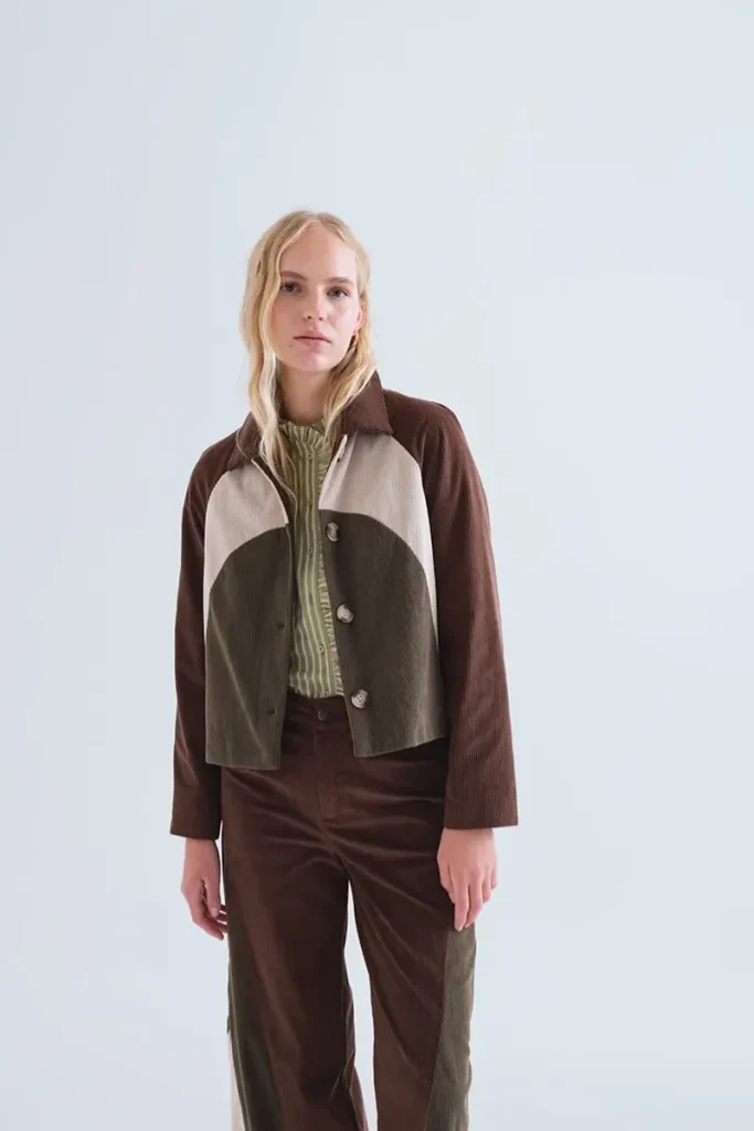 Colour Block Corduroy Jacket