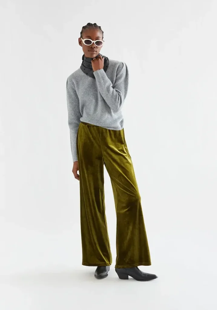 Janie Olive Green Velvet Trousers